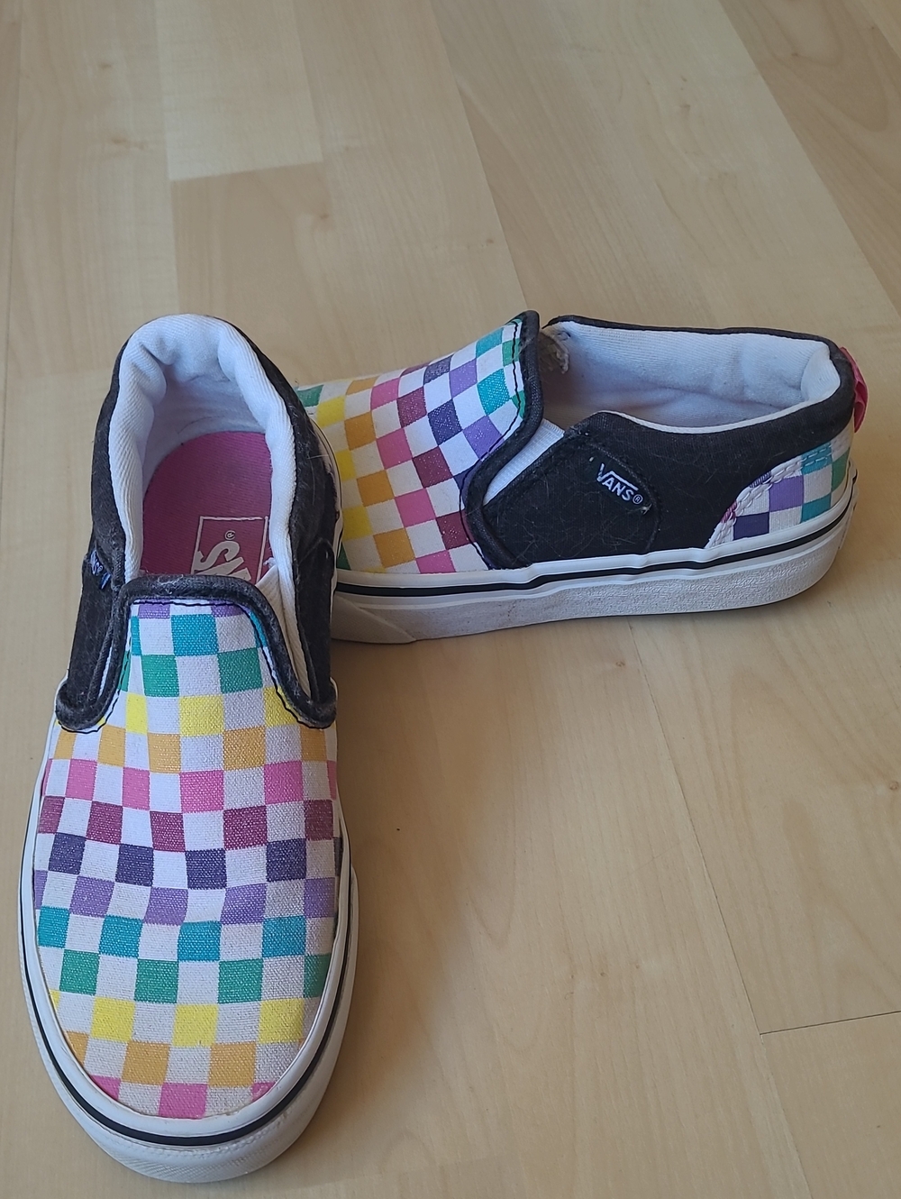 Vans Kids Slip-On Checkerboard Sneakers – Pink, Yellow, Green, Blue, Purple